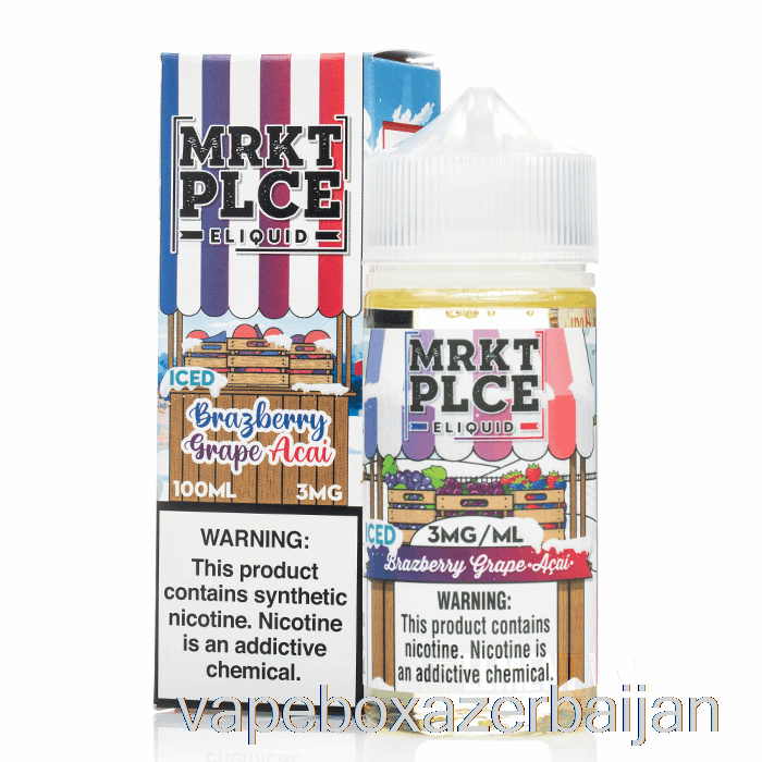 Vape Smoke Ice Brazberry Grape Acai - MRKT PLCE - 100mL 3mg